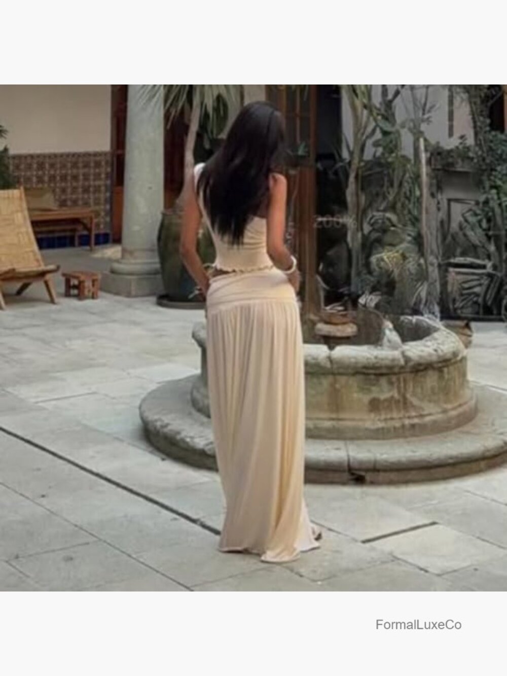 Womens One Shoulder Crop Top and Maxi Skirt Set Sleeveless Beach Vacation Outfit - Picture 5 of 7
